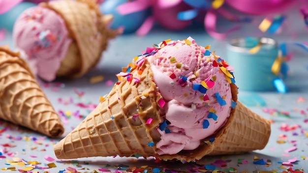 Los conos de helado llenos de confeti