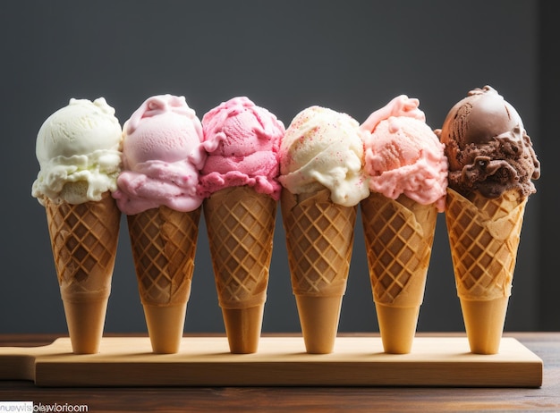 Conos de helado con sabores mixtos