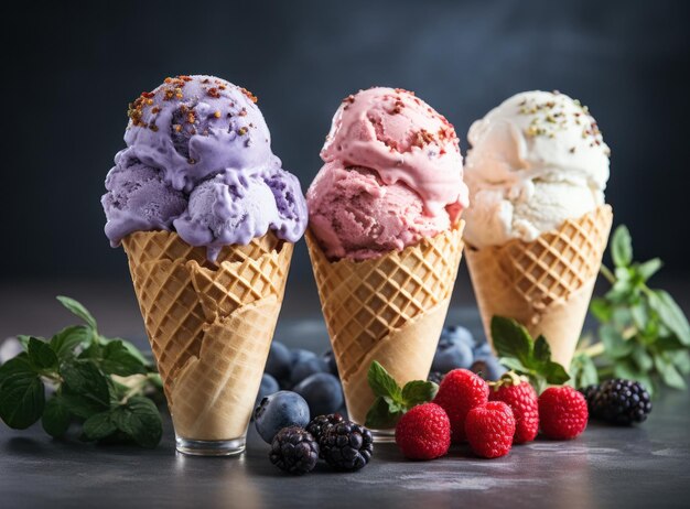 Conos de helado con sabores mixtos