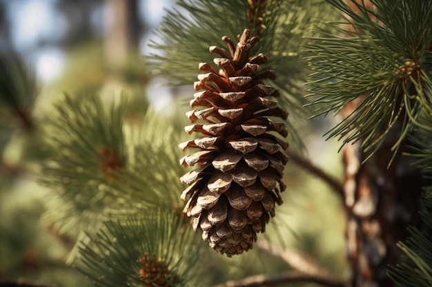 Conos de pino en un árbol