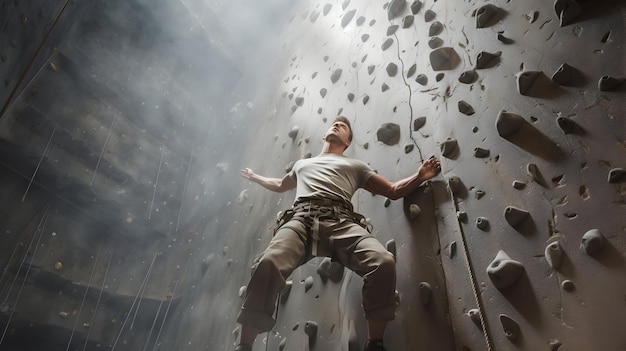 Conquista da parede de escalada