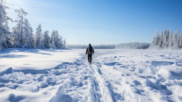 Foto la conquista de la frontera congelada la superación de los desafíos del esquí de fondo en la nieve prístina