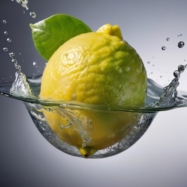 Consejos de fotografía profesional Capturar la acción a alta velocidad del limón verde que se hunde en el tanque de agua