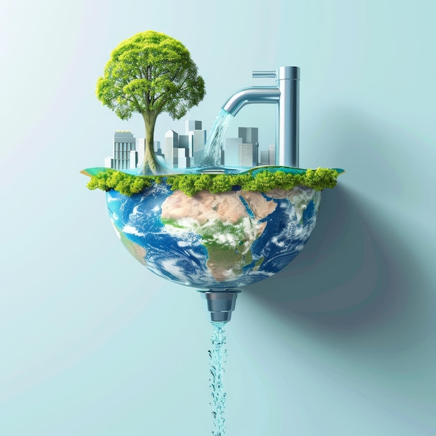 Conservación del agua y sostenibilidad global para la protección del medio ambiente y la salvación del mundo