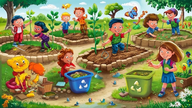 Conservación del medio ambiente en el jardín para niños