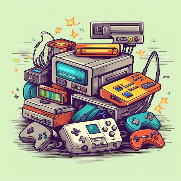 Foto consola de juegos de arcade retro en interiores