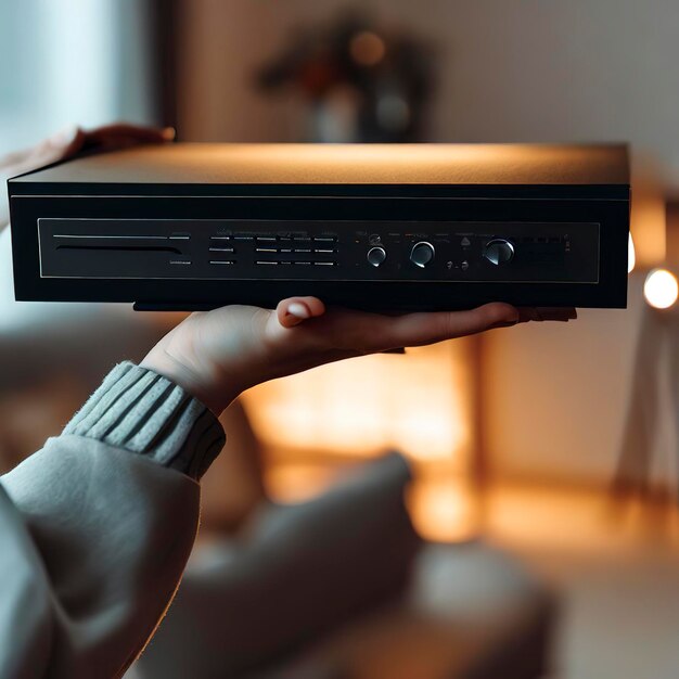 Console de TV na mão da mulher