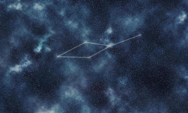 Constelação da Estrela Menor de Leão, Céu Noturno, Linhas de Constelação Leão Menor, Leão Pequeno