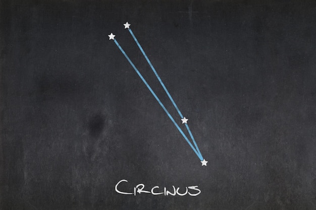 Constelação de Circinus desenhada em um quadro-negro