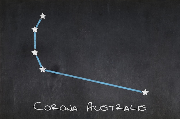 Constelación de Corona Australis dibujada en una pizarra