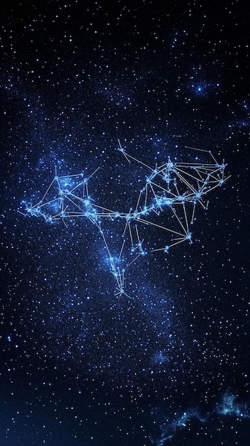 Las constelaciones de estrellas forman un patrón único en un cielo nocturno oscuro