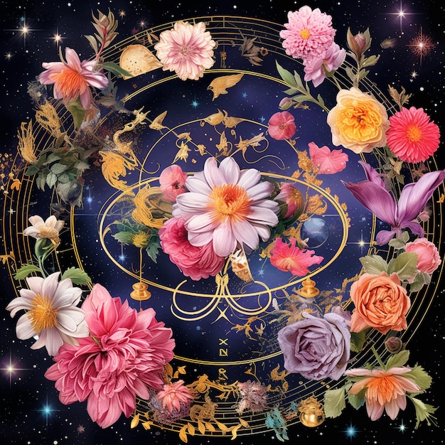 Constelações Florais Constelações do Zodíaco compostas de flores