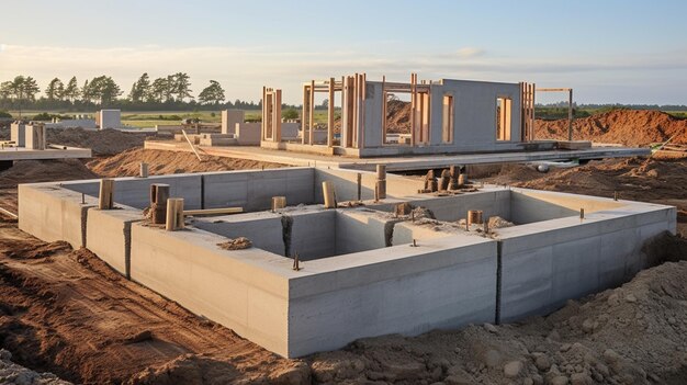 construção da fundação de uma nova casa
