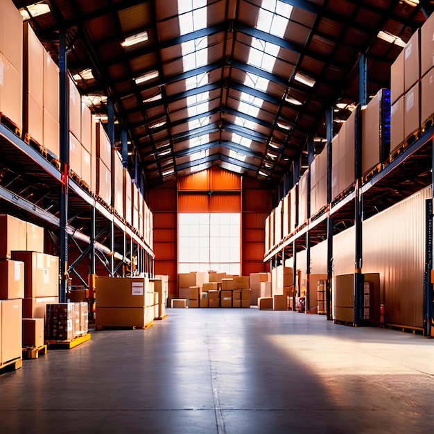 Foto construção de armazéns modernos para armazenamento de carga e mercadorias da cadeia de abastecimento industrial