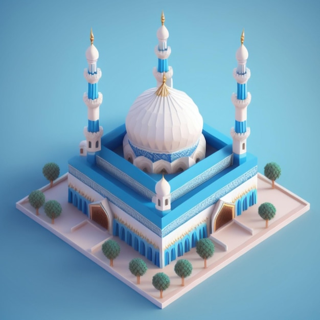 Construção de mesquita 3D gerada por IA