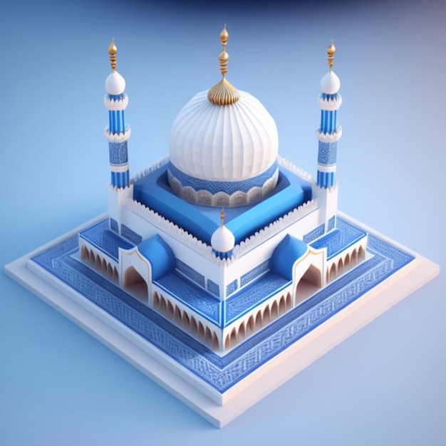 Construção de mesquita 3D gerada por IA