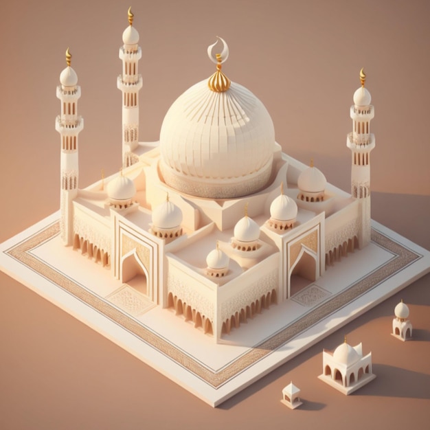 Construção de mesquita 3D gerada por IA