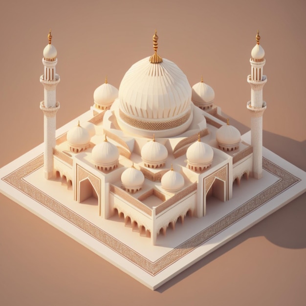 Construção de mesquita 3D gerada por IA