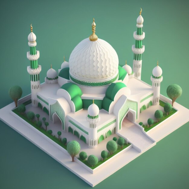 Construção de mesquita 3D IA generativa