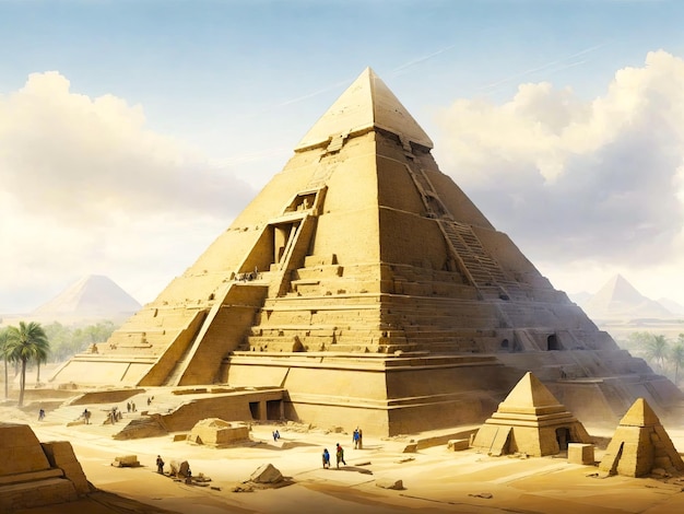 Foto construção de pirâmides antigas construção de giza egito história trabalhadores egípcios construindo pirâmides