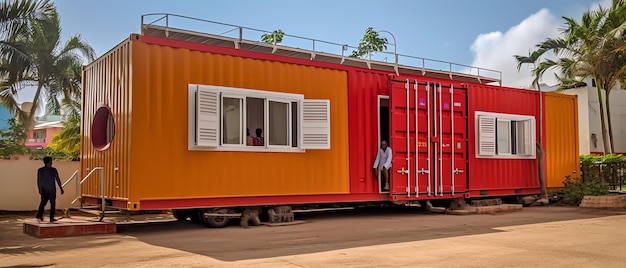 Construção modular de casa móvel moderna de IA generativa em um parque de trailers na Flórida, EUA