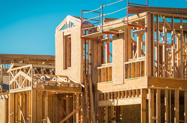 Construcción de nuevas casas estadounidenses marco de esqueleto de madera desarrollo de casas de marco de madera