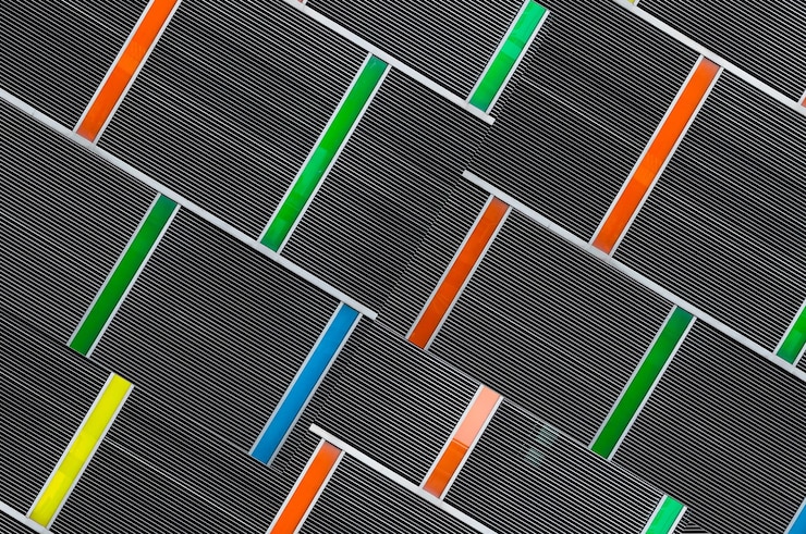 Foto construcción de patrones modernos y fondo con colores brillantes abstractos para el fondo