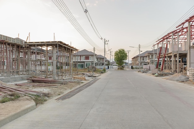 Construcción residencial nueva casa en curso en obra