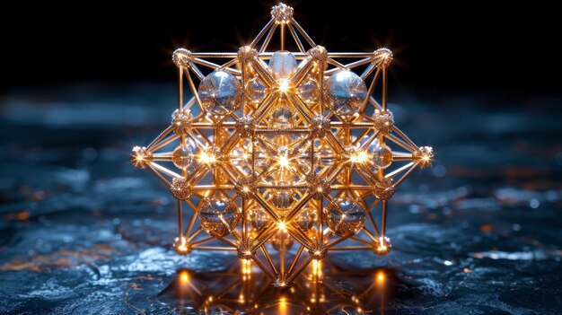 Foto una construcción tridimensional del cubo de metatron con doce líneas que se cruzan y trece