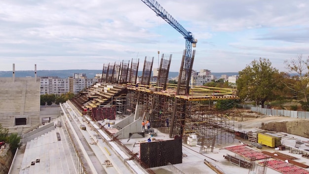 Construcción de la vista aérea del estadio