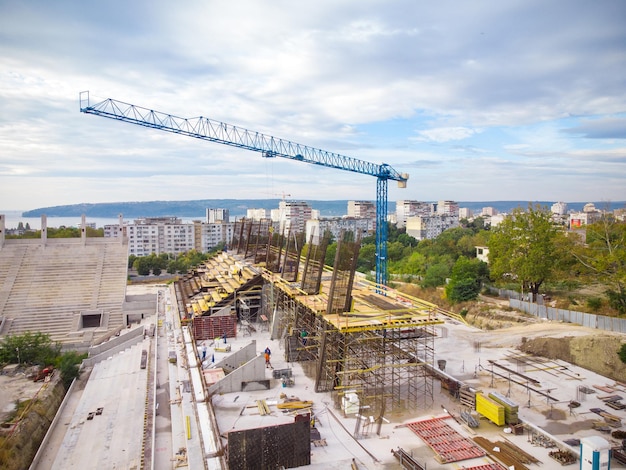 Construcción de la vista aérea del estadio