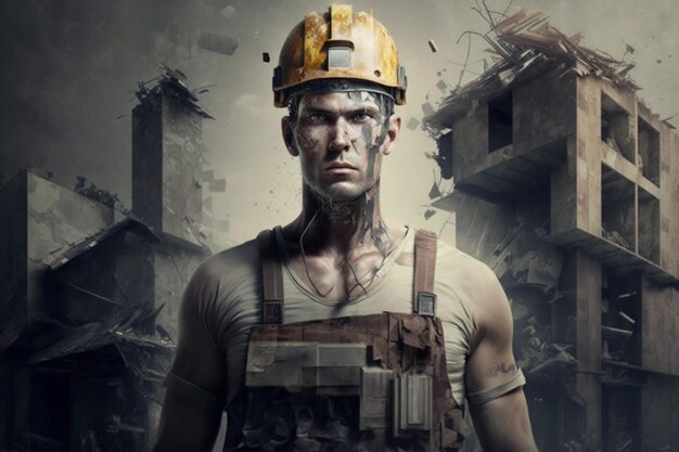 Constructor en casco AI generado