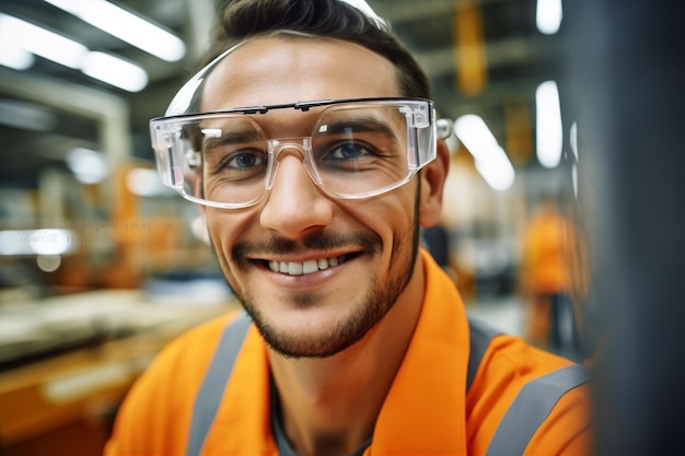 Constructor hombre profesión retrato persona sonriente seguridad empleado feliz ingeniero profesional industrial trabajo casco sonrisa construcción