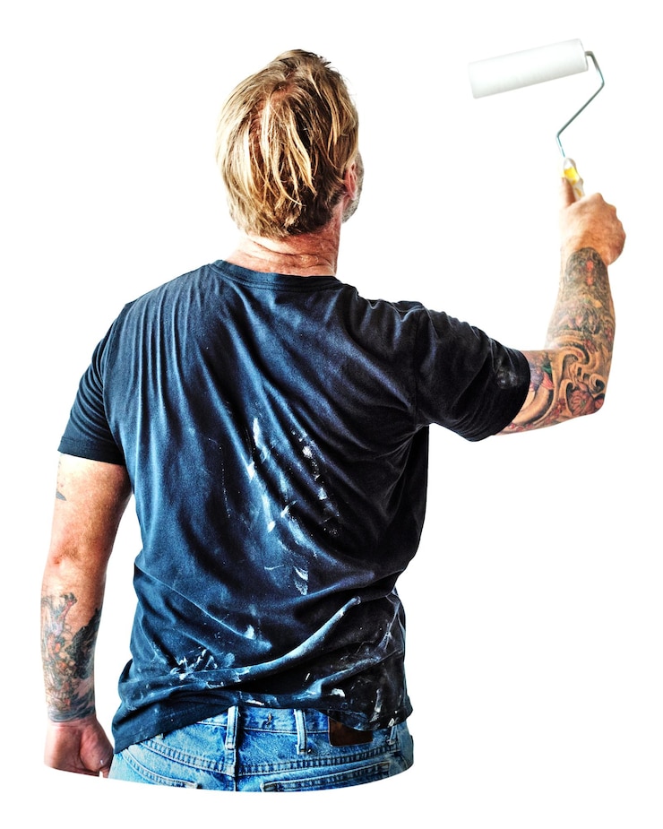 Foto construidor png com elemento de colagem de rolo de pintura de fundo transparente