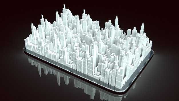 Construindo cidade em tablet para renderização em 3D de conteúdo de propriedade
