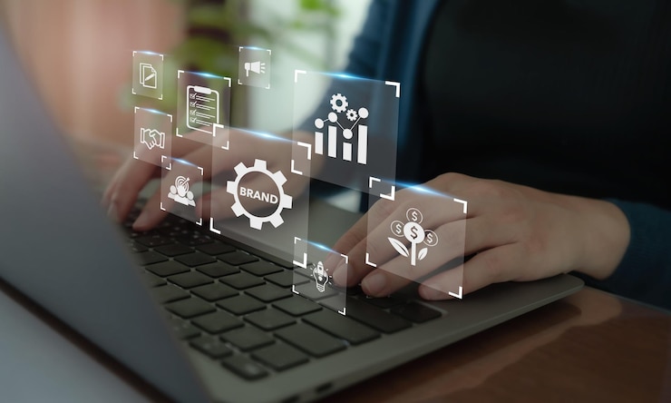 Foto construir una marca fuerte el concepto de marca la identidad distintiva representa a una empresa como valores e ideas a través de logotipos bien diseñados logos pegadizos productos únicos o servicios excelentes banner de marca