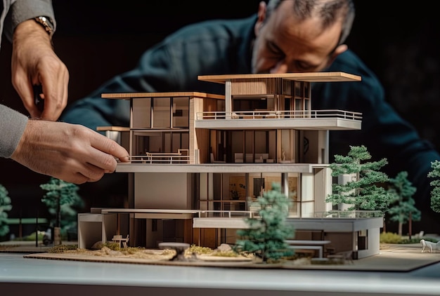 Construir um modelo 3D de uma casa no estilo da arquitetura brutalista