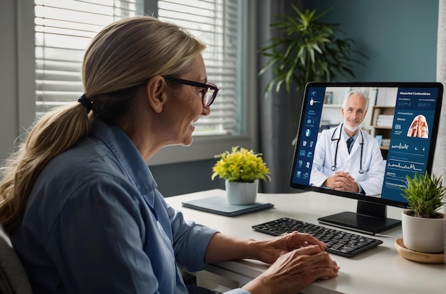 Foto consulta de telemedicina numa clínica moderna