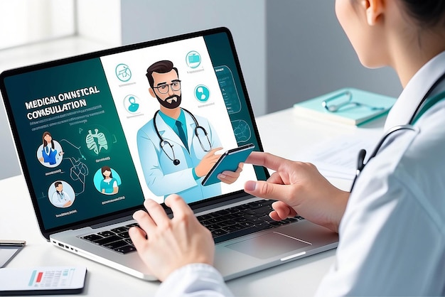 Consulta médica en línea con médicos y trabajadores médicos cuidado de la salud y concepto de tecnología moderna Paciente consultando a un médico utilizando una aplicación móvil