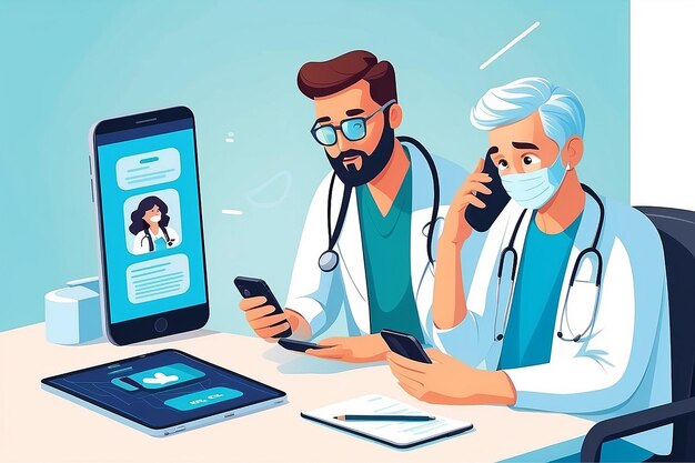 Foto consulta médica en línea paciente usando teléfono celular hablando con el médico