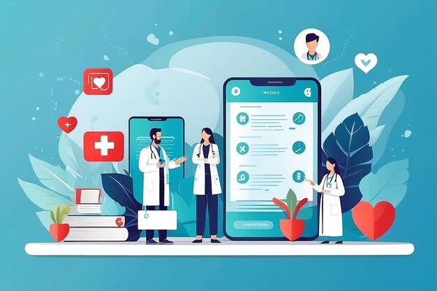 Consulta on-line com o médico Tecnologias modernas de cuidados de saúde Aplicativo móvel de medicina familiar