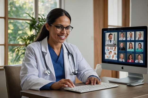 Foto consulta de telemedicina en una clínica moderna