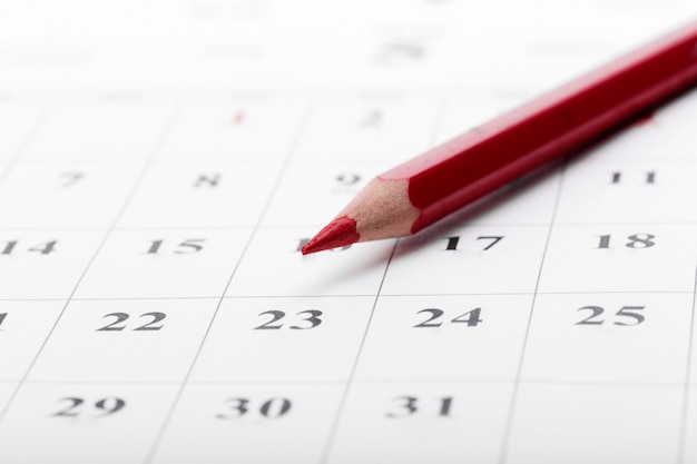 Consulte las fechas en un concepto de calendario comercial