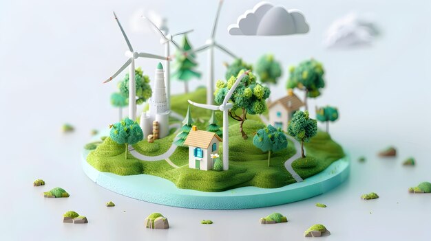 Consultor ambiental de ícone plano 3D promovendo a energia verde para o crescimento econômico sustentável em Iso