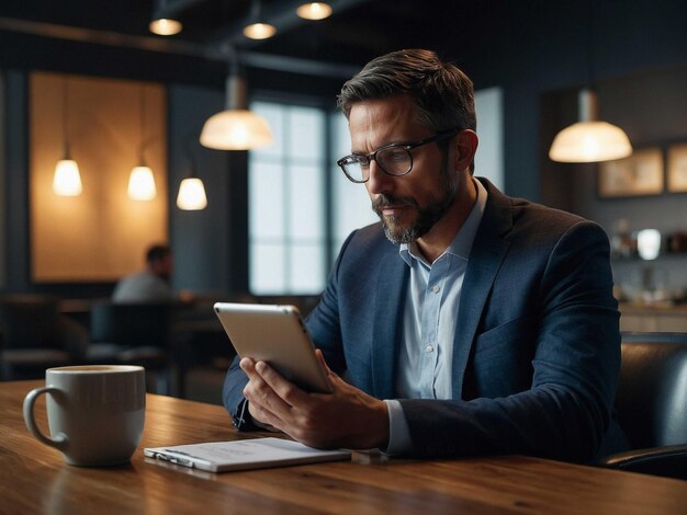 Consultor de Oracle inclinándose hacia adelante con una tabla digital_1