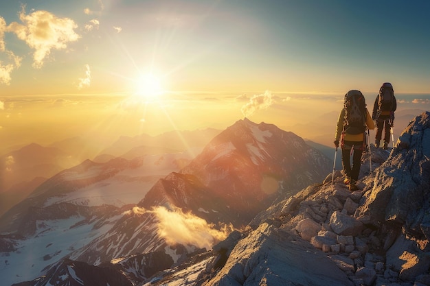 Foto conta a história dos alpinistas alegre choro de tri generativo ai