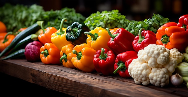 Contador de verduras en una tienda o mercado productos ecológicos frescos cuidado de la salud imagen generada por IA