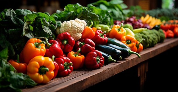 Contador de verduras en una tienda o mercado productos ecológicos frescos cuidado de la salud imagen generada por IA