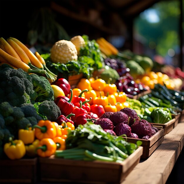 Contador de verduras en una tienda o mercado productos ecológicos frescos cuidado de la salud imagen generada por IA