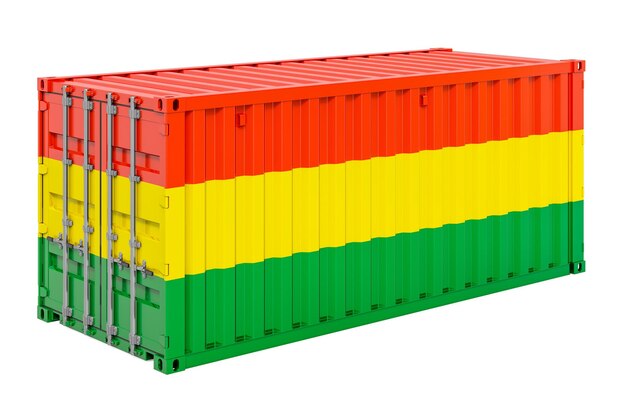 Foto container de carga com bandeira boliviana em 3d